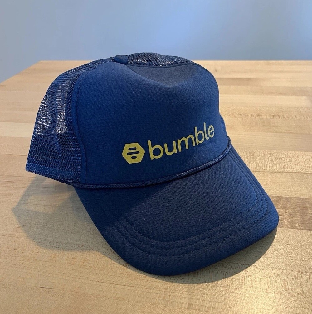 Bumble Trucker Hat Adult OSFM Adjustable Snap Back Baseball Cap Dating App Blue